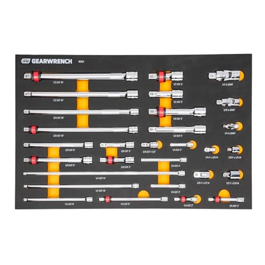 Set of 29 Accessories for 1/4" Chrome Tools, 3/8", 1/2" with EVA Foam Tray - 86523