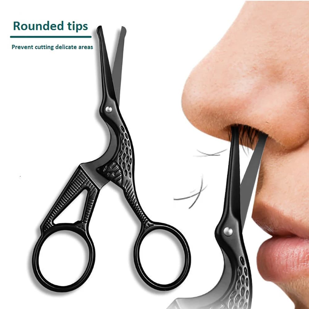 1PC stainless steel embossed nose hair scissors - Design with curved edge, eyebrow makeup tool, durable tools for beauty scissors