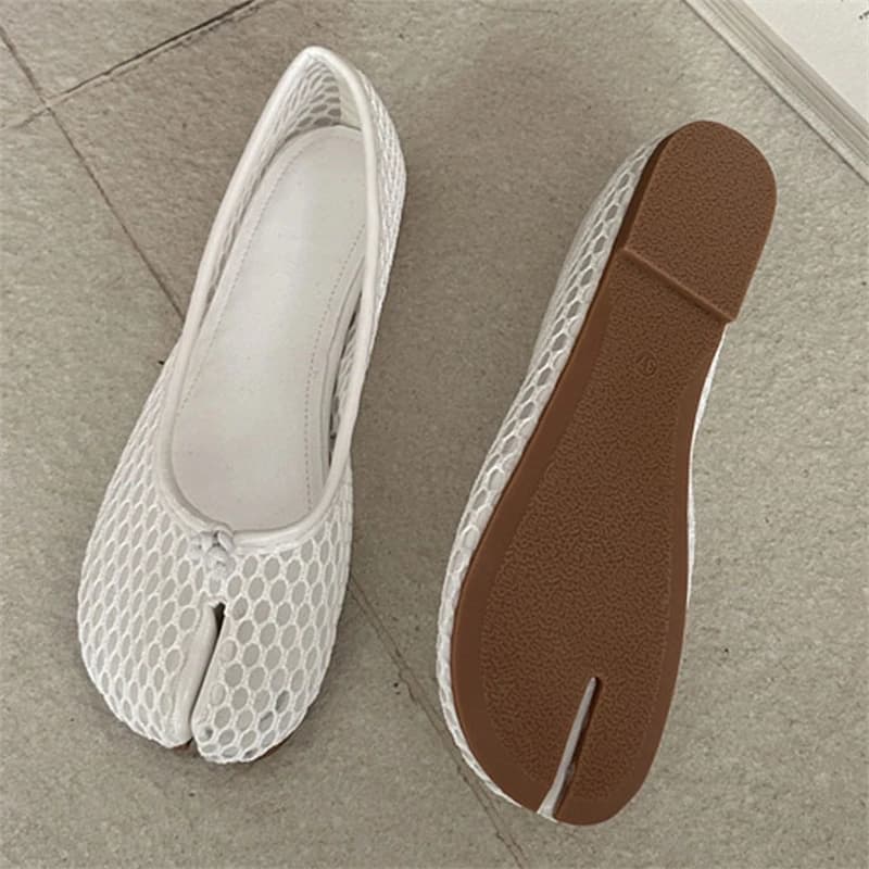 Summer Hollow Out Mesh Split Toe Women Tabi Ballet Flats Comfortable Walking Loafers Casual Ladies Dance Shoe Zapatos De Mujer