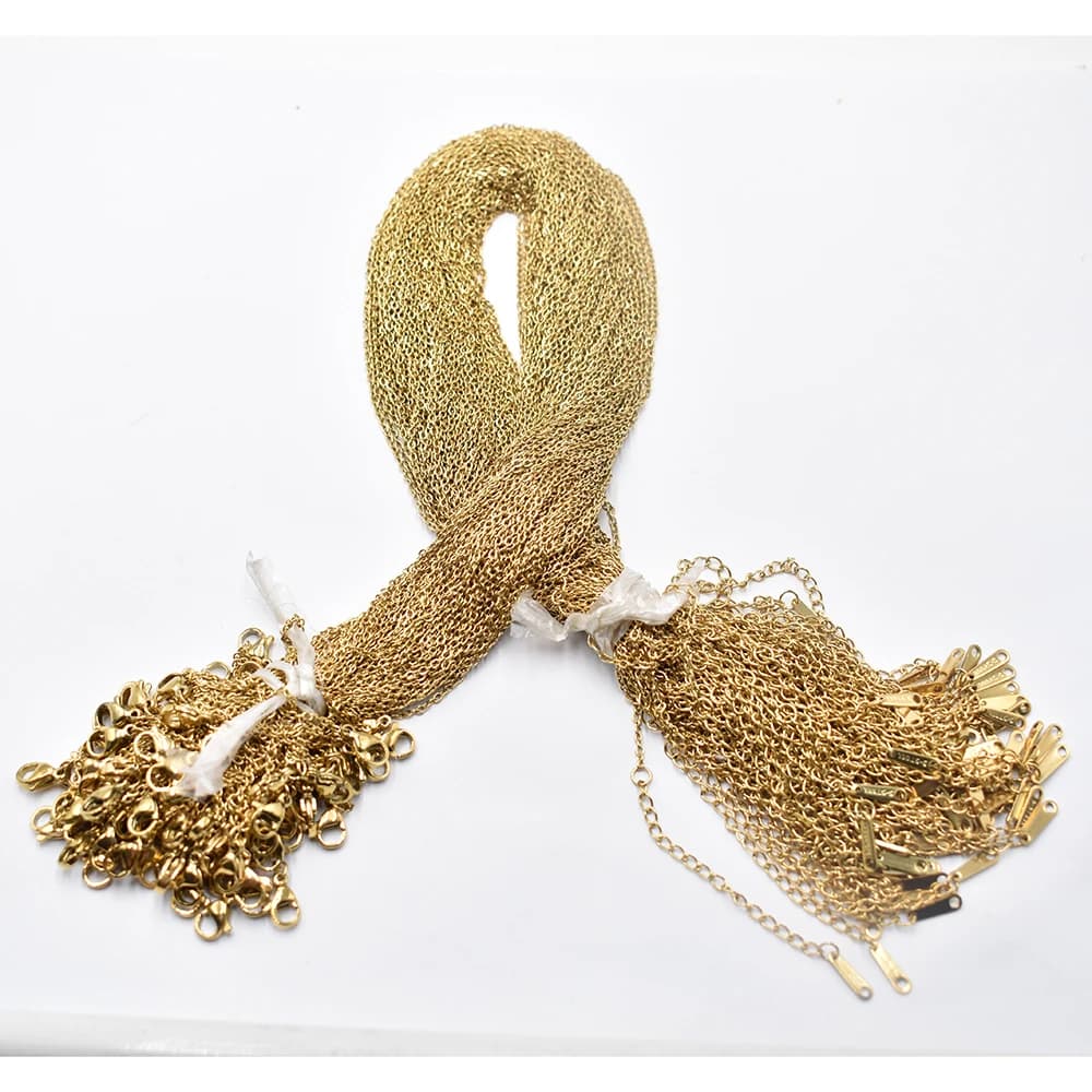 Commercio all'ingrosso 100 pz/lotto 1.5mm collana in acciaio inossidabile corda 40 + 5 cm collane color oro catene a maglia cubana gioielli da donna