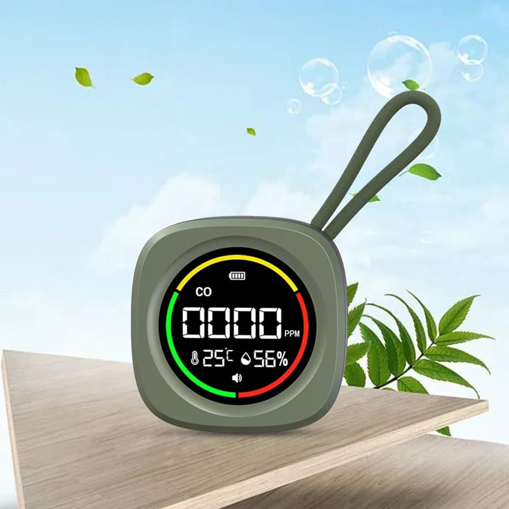 3 In 1 Carbon Monoxide Detector with Magnetic Suction CO Air Quality Monitor CO Temperature Humidity Detector for Indoor Outdoor