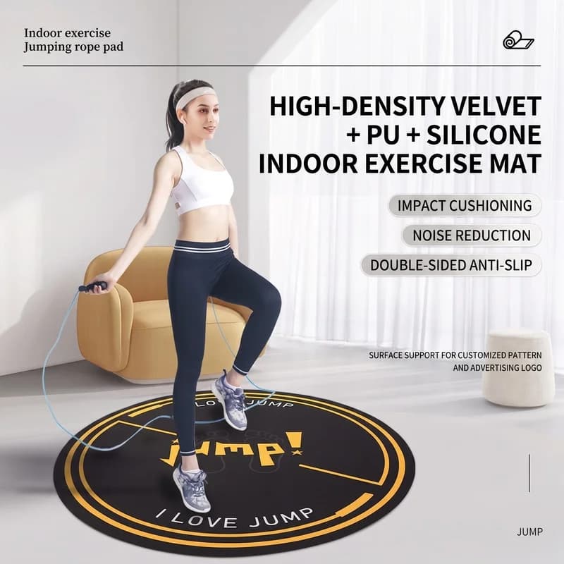 Round Soundproof Jump Rope Mat Printed Non-Slip TPE Exercise Pad Shock Absorption Fitness Skipping Mat for Home Gym Floor