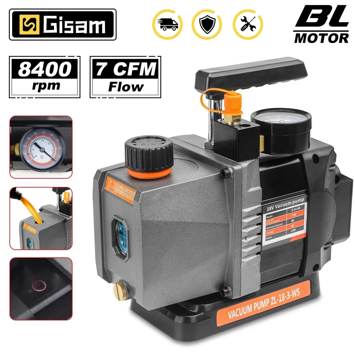 Gismo 7CFM 1/2HP Brushless Refrigerante Pompa per Vuoto 1/4 Aria Condizionata Pompa di Raffreddamento Per Auto Casa Per Makita 18V Batteria Spille
