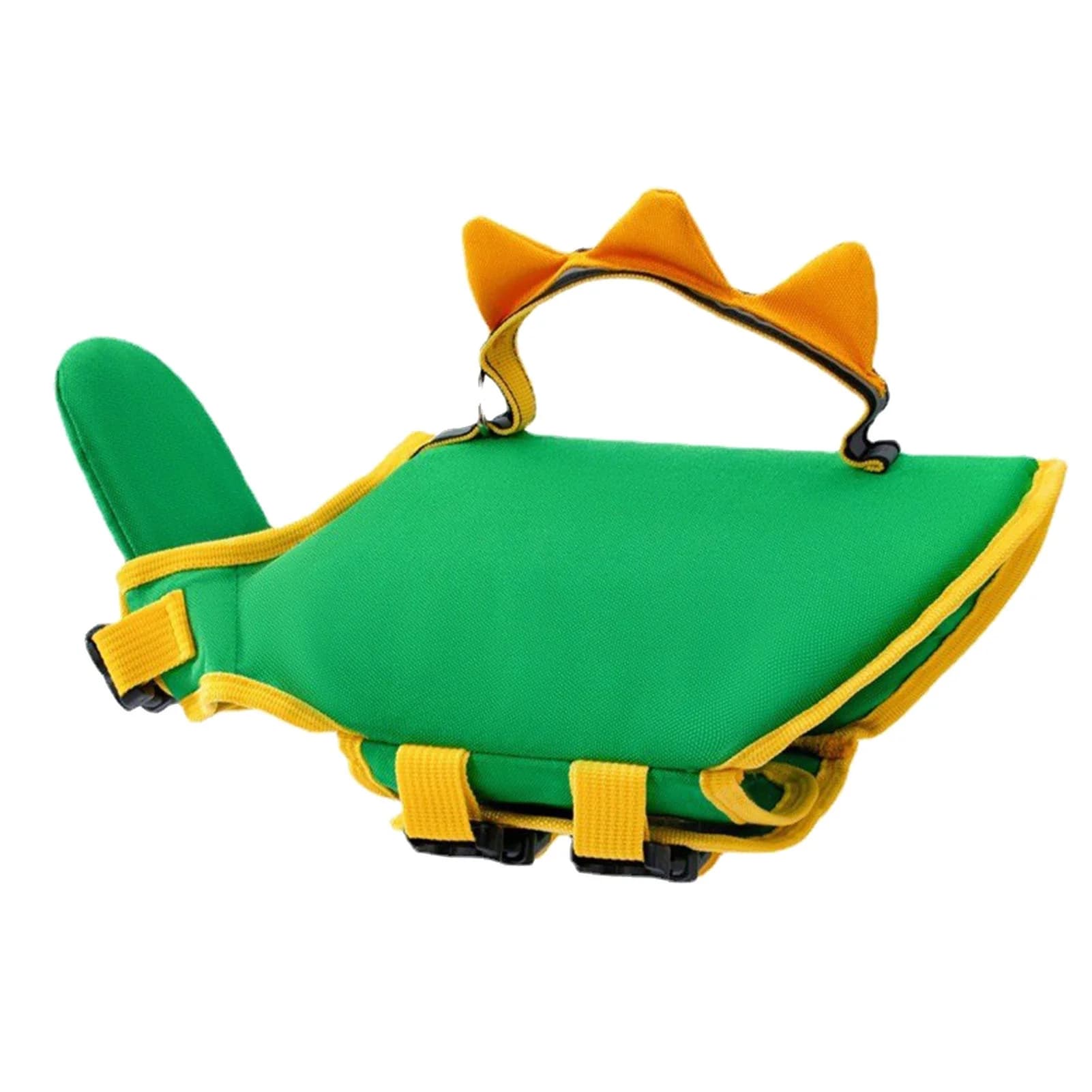 Dog Life Jacket High Buoyancy Waterproof Quick Drying Tear Resistant Rescue Handle Reflective Pet Lifesaver Vest Green Dinosaur