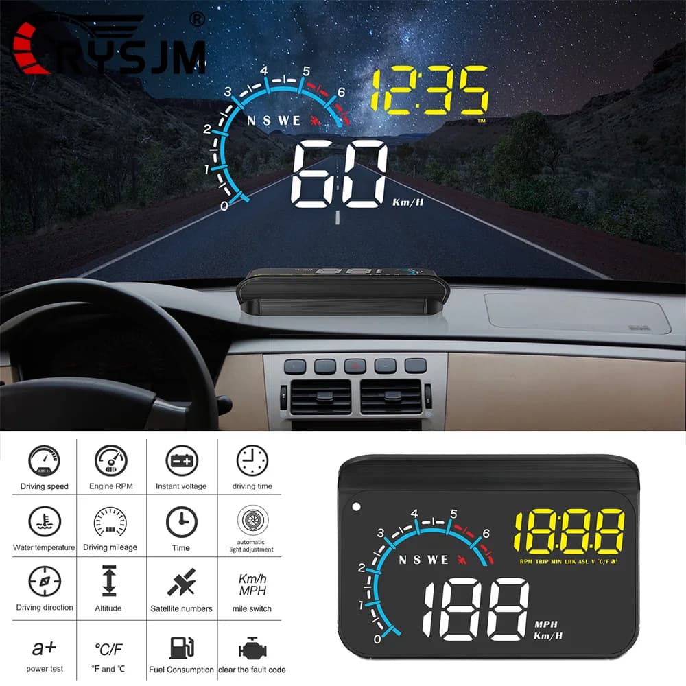 M12 GPS OBD Head Up Display Car HUD Proiettore per parabrezza automatico Intelligente Elettronica per auto Display Obd2 Tachimetro RPM MPH KMH