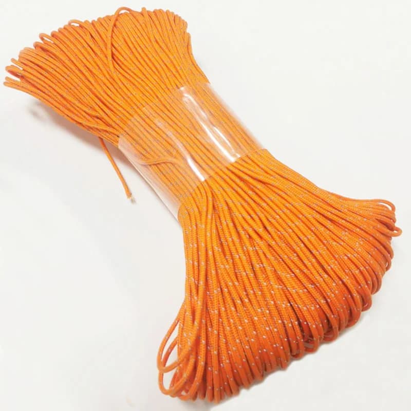 Orange Dia.2mmReflective Paracord,3 Strand Paracord Rope Multi-purpose Tactical Parachute Cord Tent,Camping,Fishing,DIY Handmade