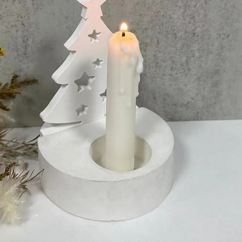 Albero di natale Base per candele stampo in Silicone inserto per albero Set tavolo cemento resina di gesso stampo epossidico conservazione della decorazione della casa