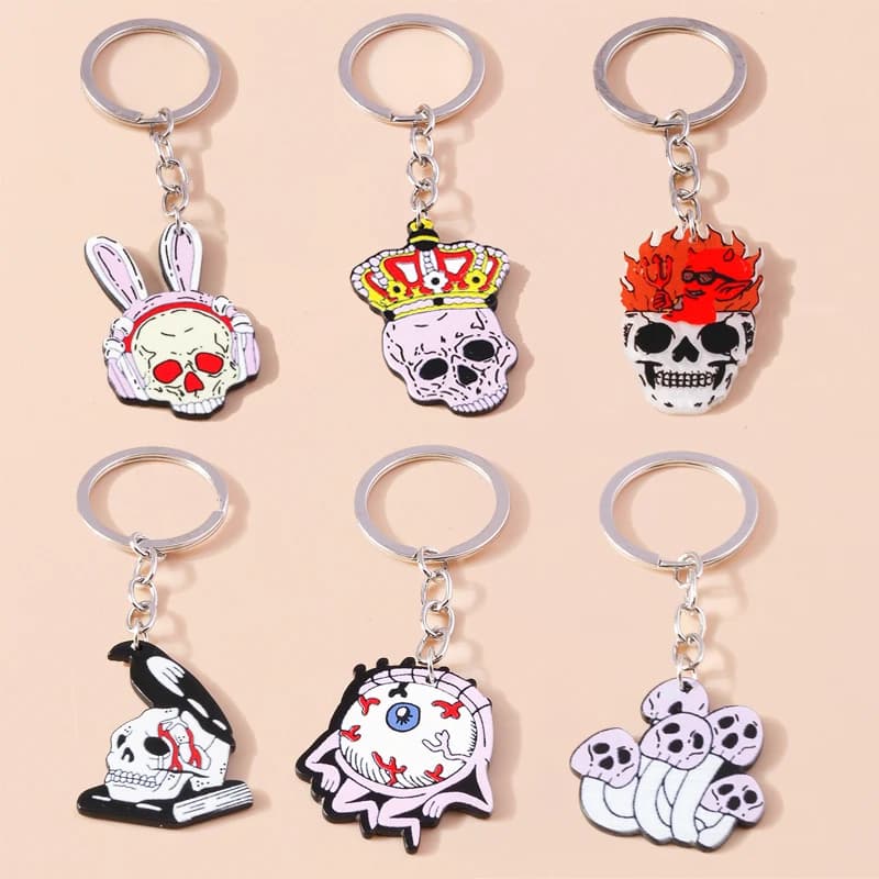 New Keychain with Halloween skull, bat, pumpkin, ghost, keychain, pendant for women, girls, bag, decoration, keychain DIY, jewelry gifts