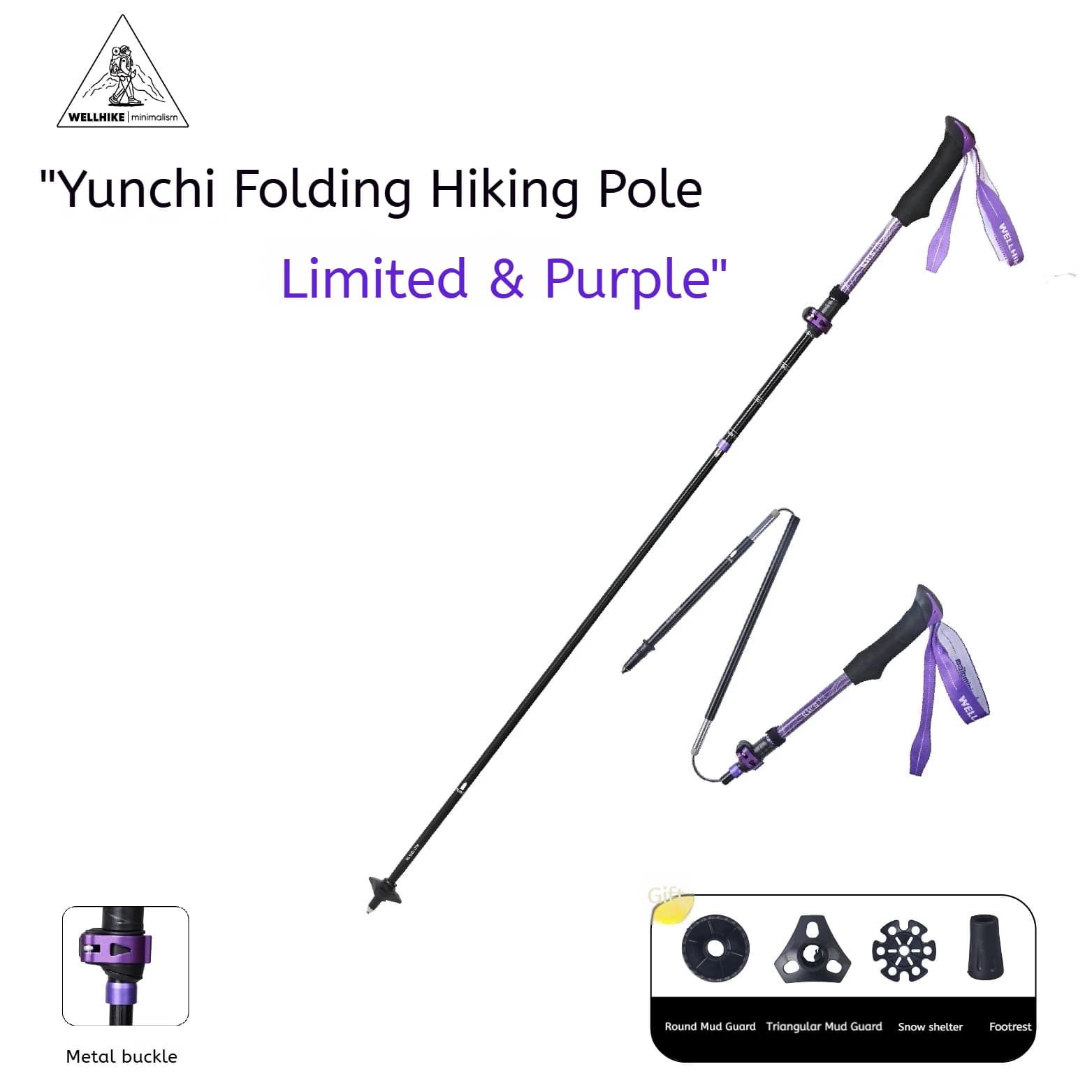 WELLHIKE 3-section Aluminum Hiking Poles Ultralight Telescopic Trekking Poles Outdoor Hiking Camping Walking Stick