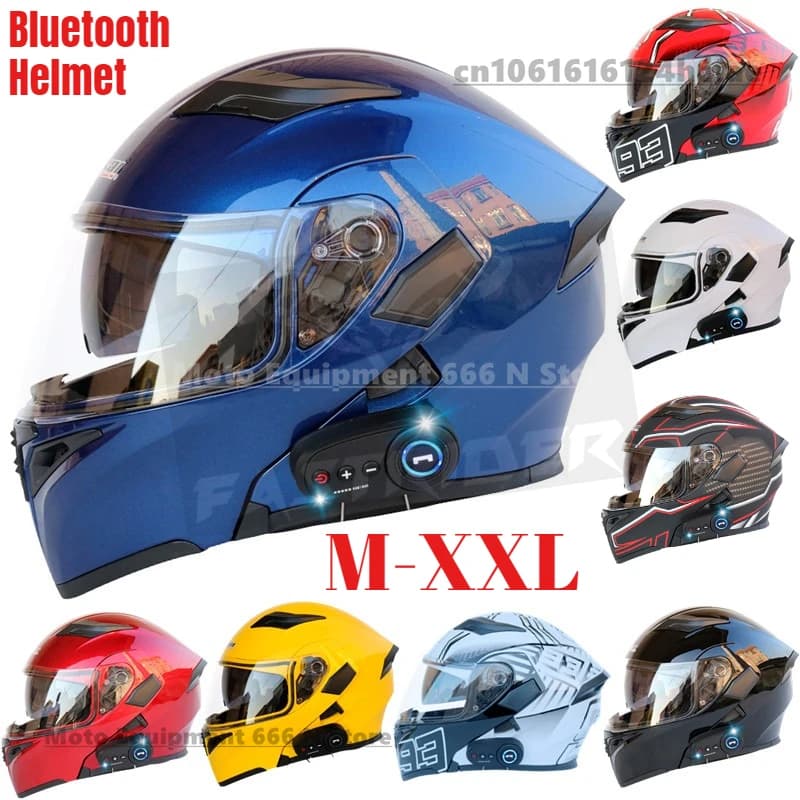 Casco Bluetooth Visiera ribaltabile Doppia lente Casco Moto Casco moto cool Caschi moto integrali Certificazione DOT modulare
