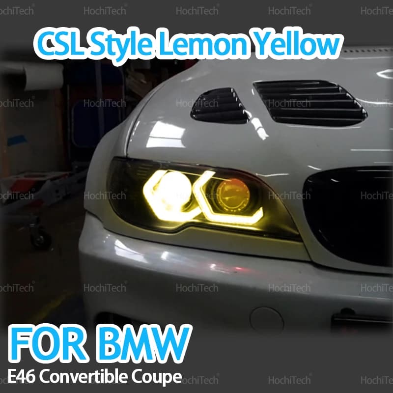 For BMW E46 325ci 330ci Convertible Coupe 2004 2005 2006 M4 Style LED Angel Eyes Bulb Ring Lemon Yellow Lamp DRL Styling Light