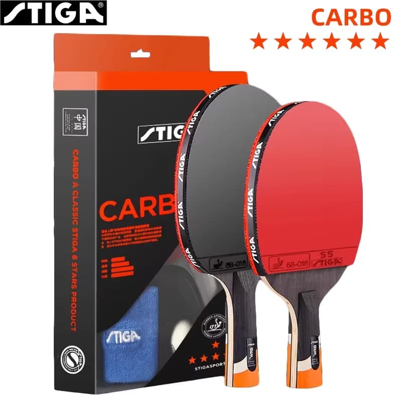 CARBO Stega Ping Pong 6 Star Ping Pong 5 Wood + 2 Paddle from Ping Pong Carbon for Advanced Fast Attack Brufoli Non sticky-in rubbers