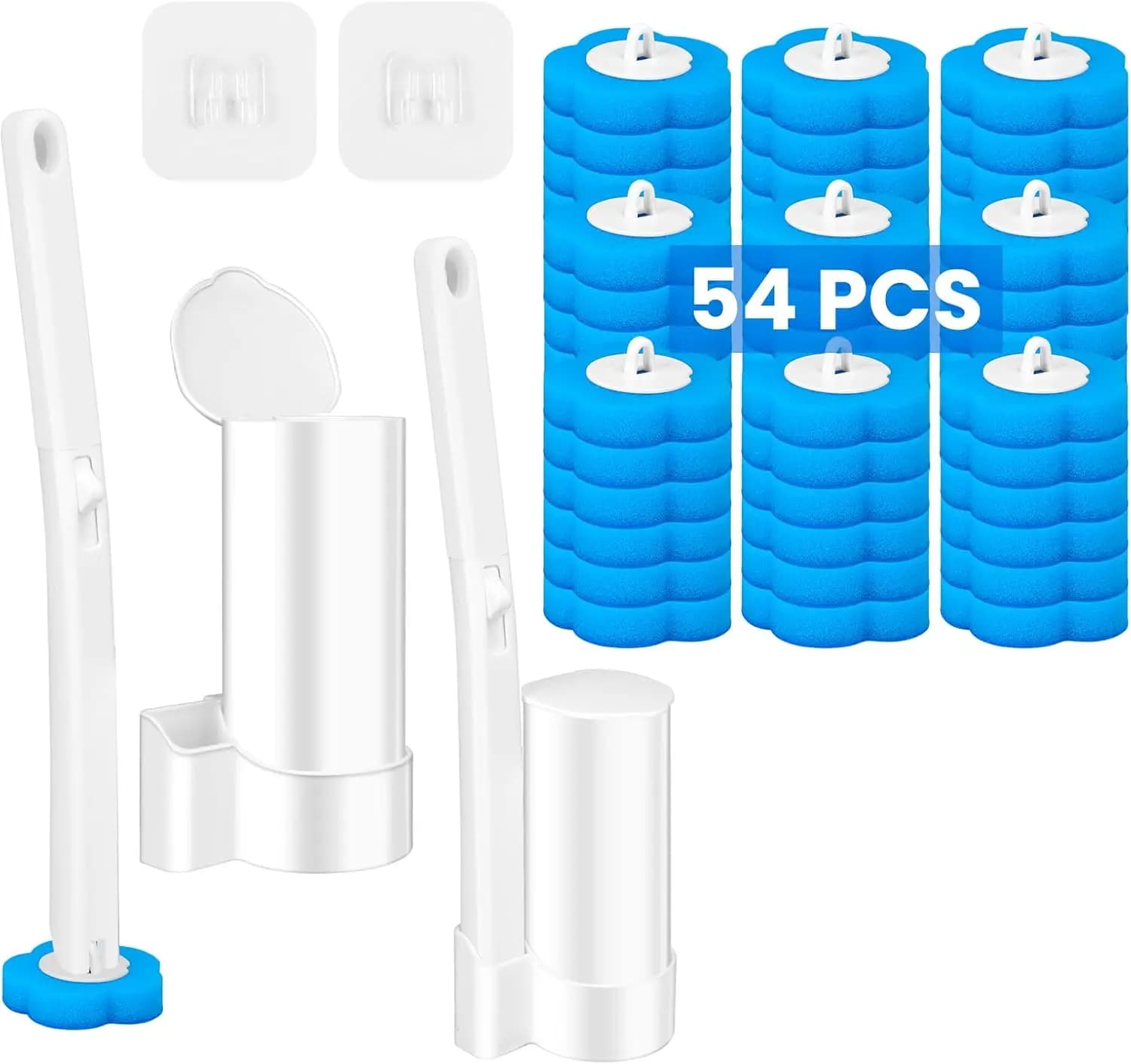 Set di 2 Spazzole per WC Usa e Getta con Supporto, Pulitore per WC, Spazzola per WC con 54