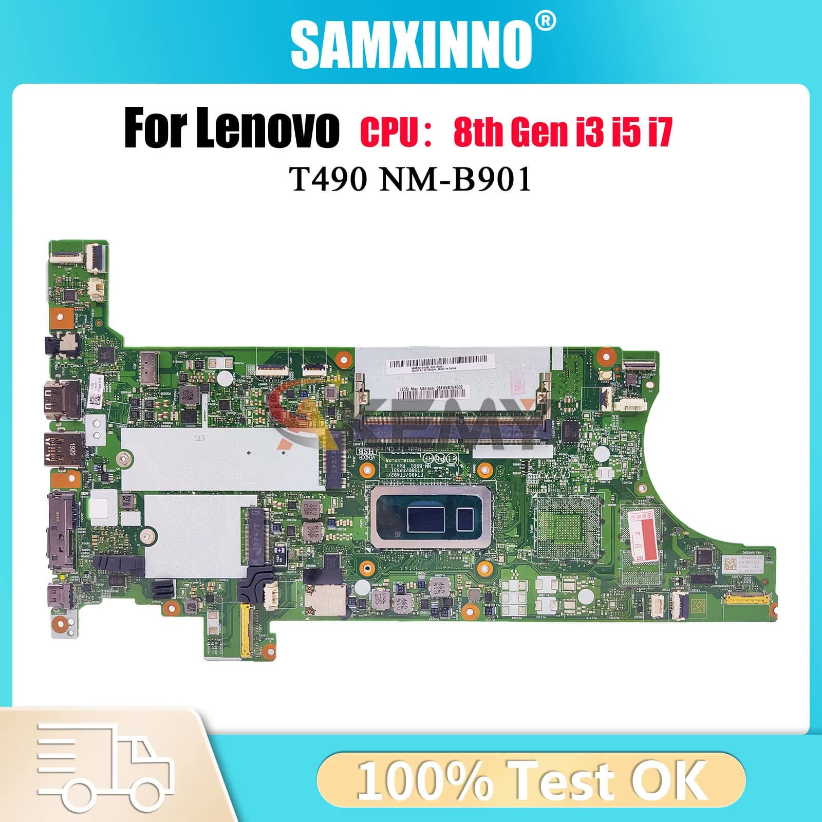 Per la scheda madre del computer portatile Lenovo T490 T590 NM-B901 con i5 i7 8th Gen 8GB 16GB RAM completamente testata al 100%