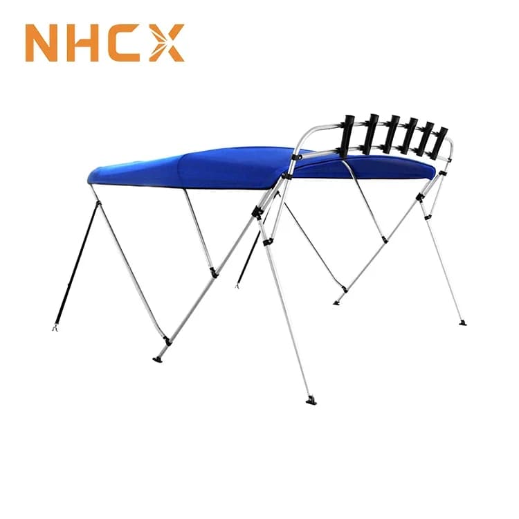 NHCX Bimini Top Portacanna da pesca in nylon a cinque fori Accessorio per barca a tubo tondo in alluminio nero per barca Dimensioni personalizzate