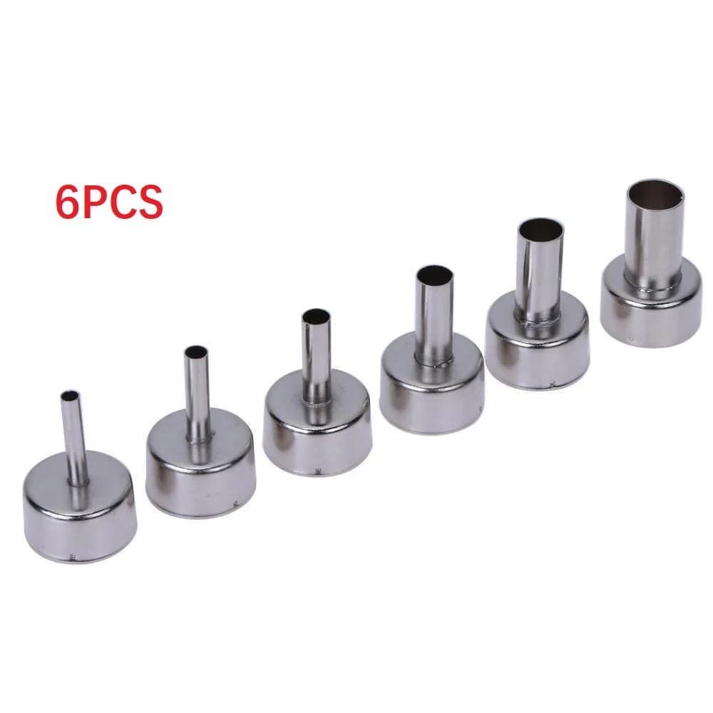 6pcs 22mm ugelli universali per saldatura 858D + 8586 stazione di saldatura ad aria calda ugelli di saldatura in acciaio inossidabile resistenti al calore