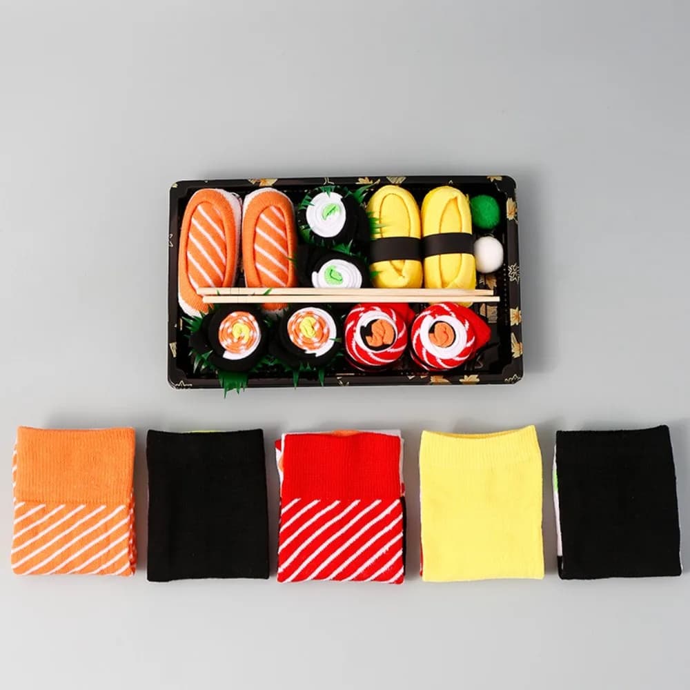Unique Y2K Salmon Sushi Socks Ins Harajuku Cotton Socks Personalized Patterns Funny Socks Gift Box For Women Men