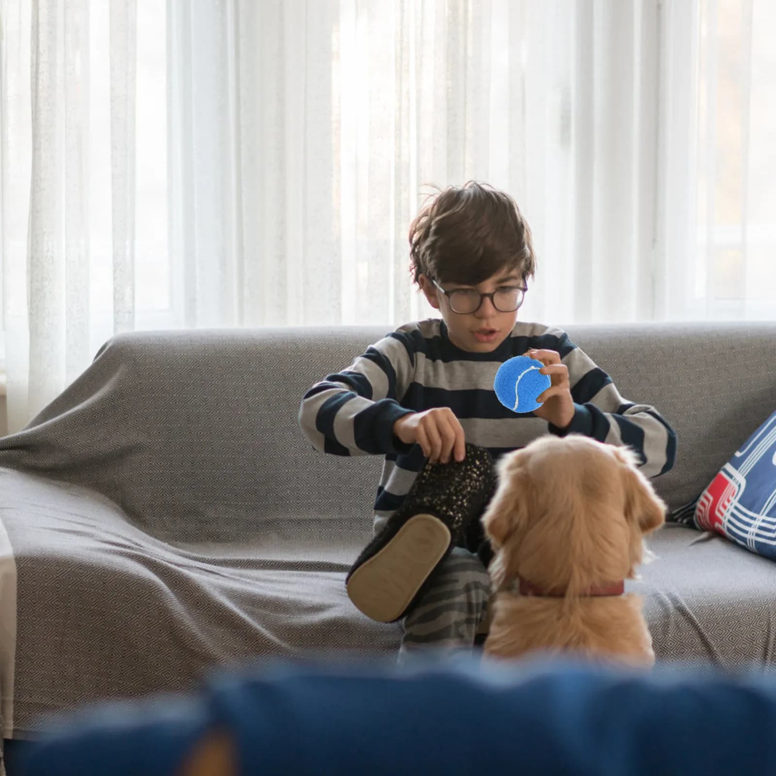 4 Palline da Tennis per Addestramento Cani, Palline in Gomma per Sport e Allenamento, Giocattoli Interattivi Multiuso per Cuccioli