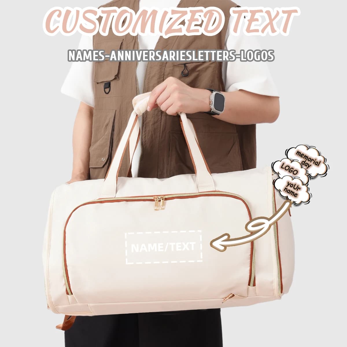 Borsa da viaggio con logo personalizzato di fascia alta borsa da viaggio borsa per riporre vestiti da uomo e da donna borsa per bagagli a mano borsone personalizzata fai da te