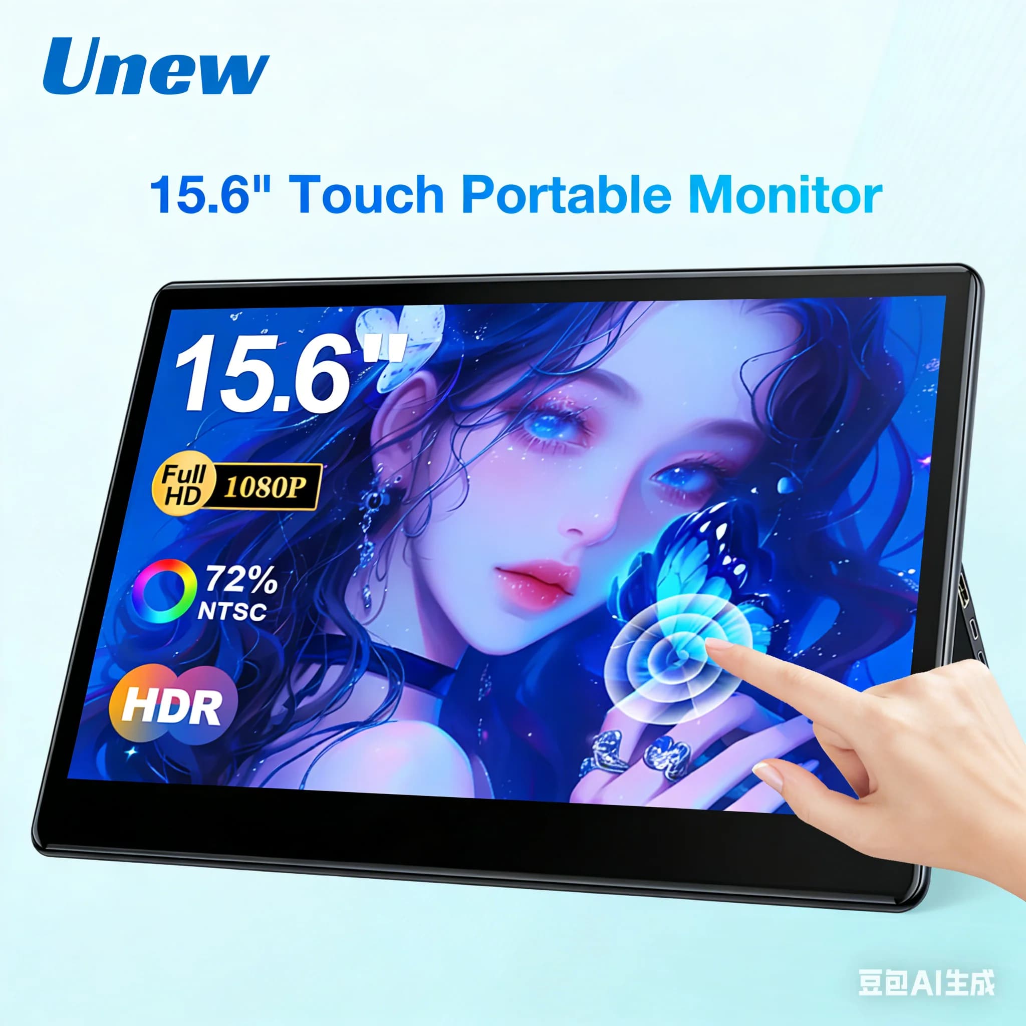 Unew Monitor portatile touchscreen da 15,6 pollici 1920x1080 IPS 60Hz Monitor da gioco HDMI per Xbox Switch Laptop PS 5 4 Supporto per telefono