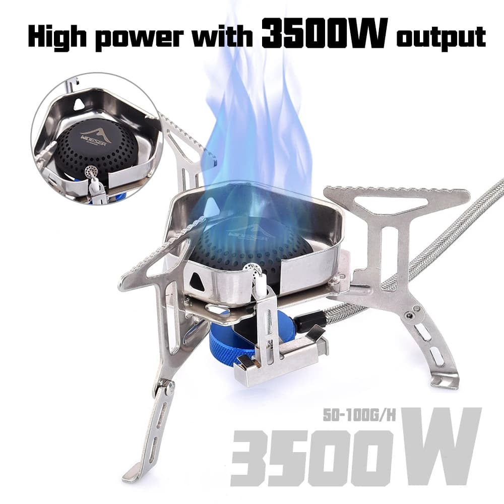 Fornello da Campeggio Portatile Pieghevole a Gas 3500W Antivento per Esterni, Attrezzatura da Cucina per Sopravvivenza e Turismo