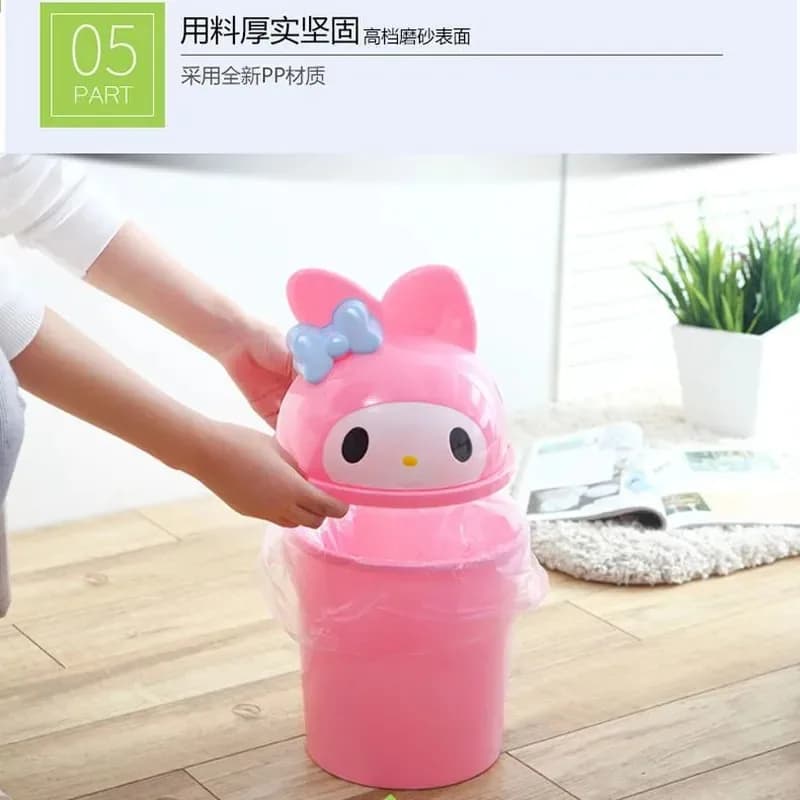 Nuovo Cestino per Rifiuti Kawaii Sanrio Hello Kitty Cartoon Cute Melody, Contenitore in Plastica per Camera da Letto, Soggiorno e Bagno