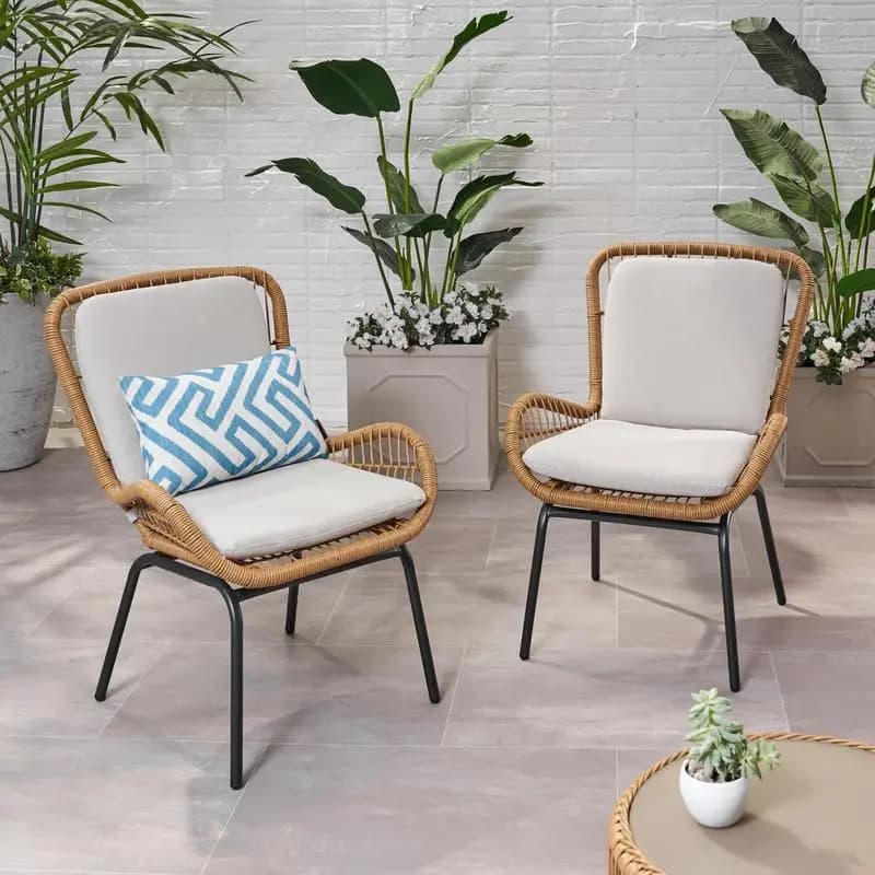 Set of 2 garden chairs with cushions: outdoor seating for comfort and style