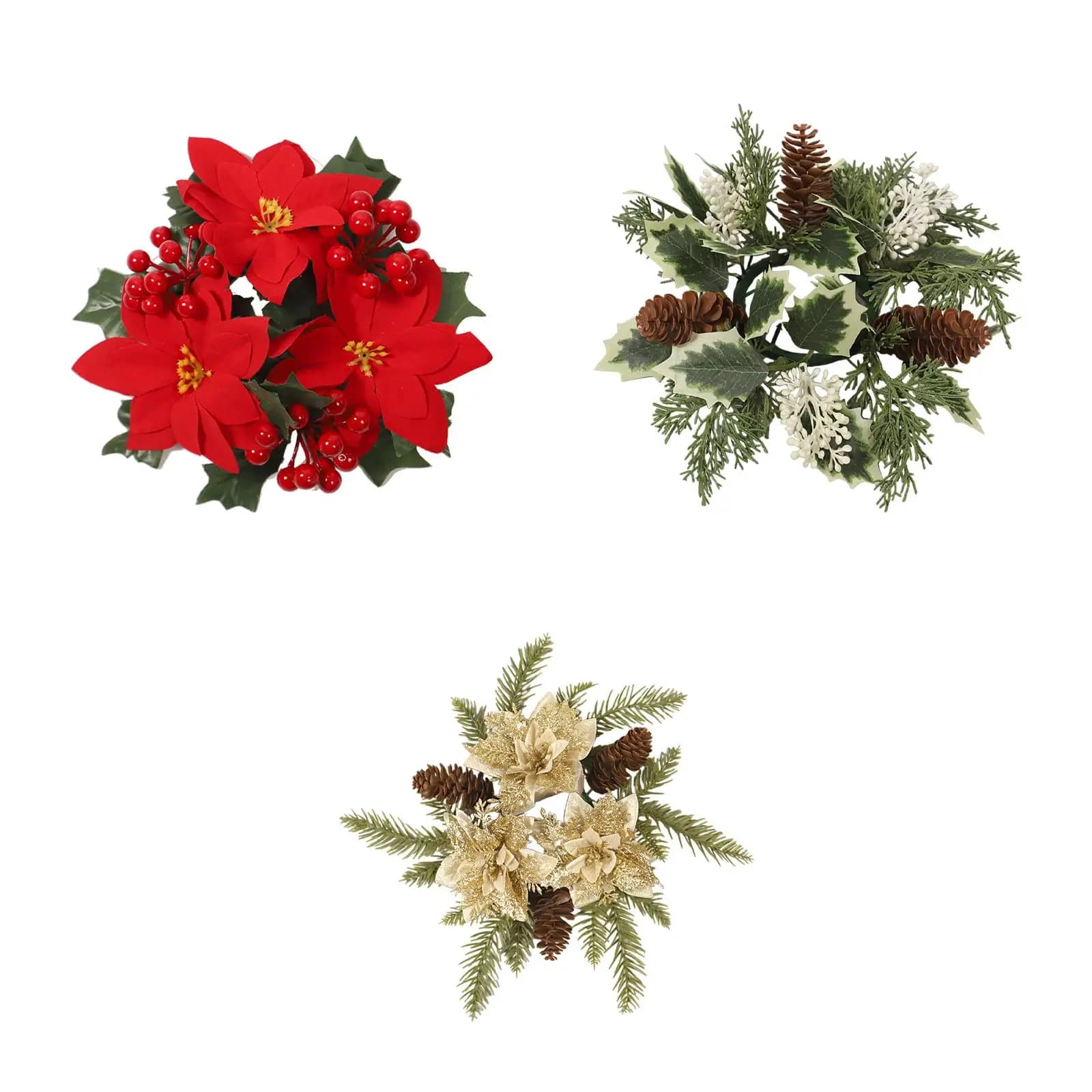 Christmas candle holder with artificial garland, centerpiece, ABS decorative round candle holder for parties in the domestic room