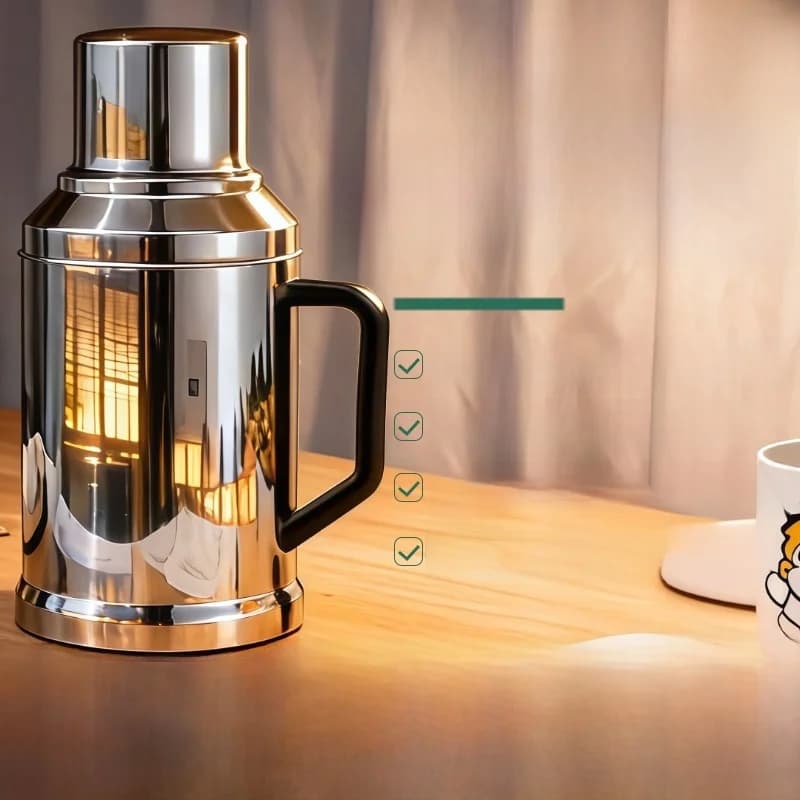 Borraccia Termica in Acciaio Inossidabile per Ufficio, Casa, Dormitorio, Auto - Bollitore Portatile per Acqua Calda, Thermos a Lunga Durata, Formato Piccolo