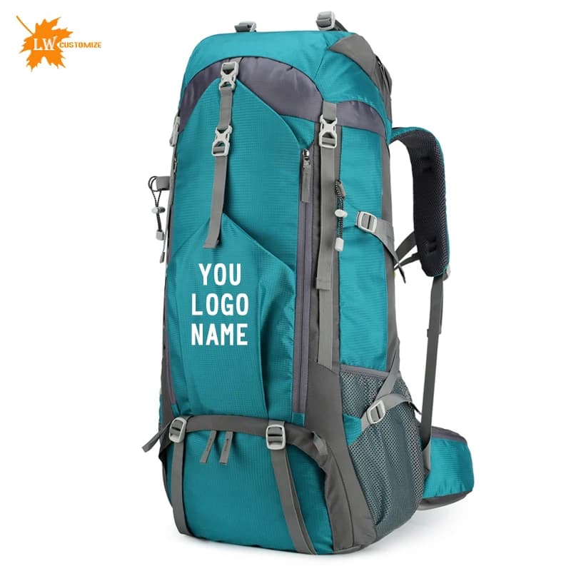 Wholesale Customized Backpack With Logo 70L Hiking Backpack Skiing Camping Backpack Printed Name And Pattern