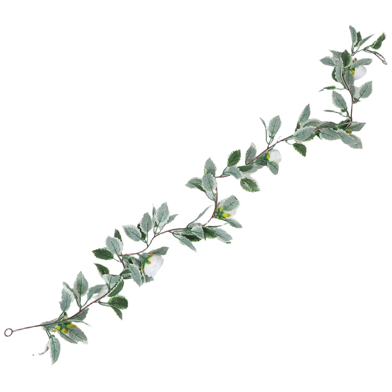 Faux Rose Garland Artificial Garland Plant Christmas Vine Swag Holiday Door Porch Fireplace Mantel Window Decoration