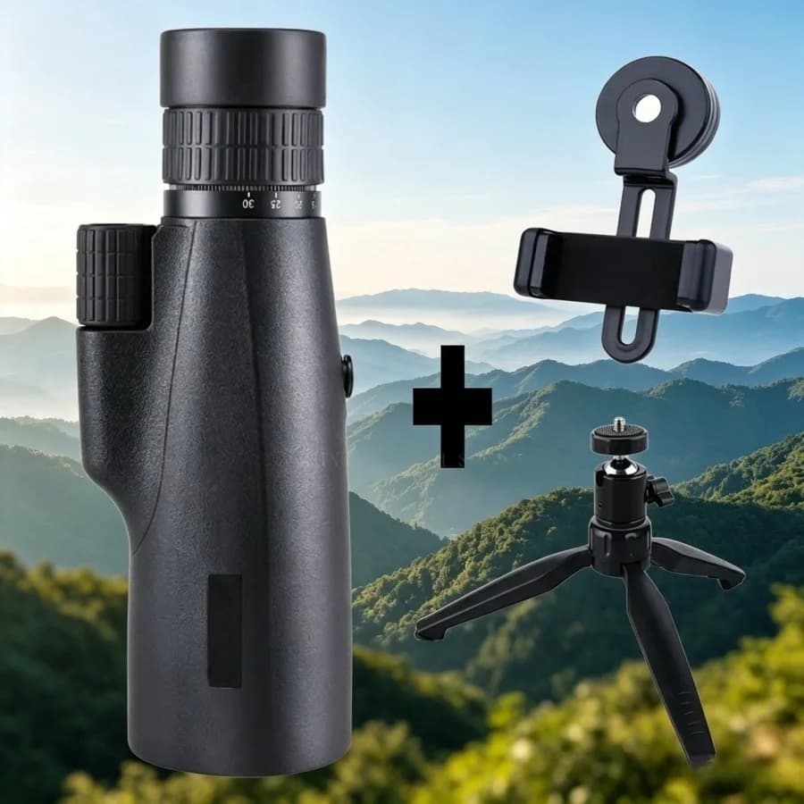 10-30x50 HD Zoom Monocular Telescope High Power Portable Scope with Tripod Phone Clip for Bird Watching Camping Travel