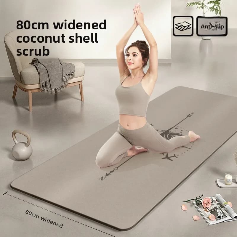 Tappetino da Palestra Extra Large in Gomma Naturale Ecologica, Tappetino Yoga Largo 80cm Antiscivolo e Ammortizzante, Tappetino Spesso in PU per Esercizi e Pilates