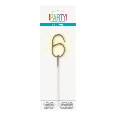 Number 6 Sparkler Flame Candle by : Gold Birthday Candle by , 7 Inch Wax Number Candle for Holidays