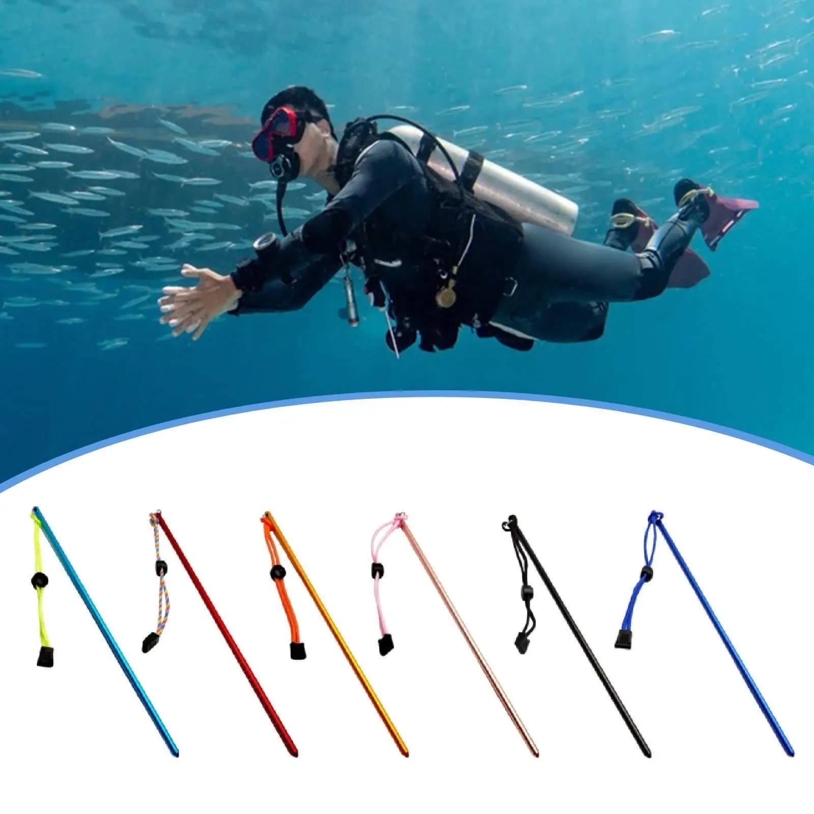 Adjustable Lanyard Scuba Diving Pointer Lightweight Underwater Shaker Device Dive Stick for Snorkeling
