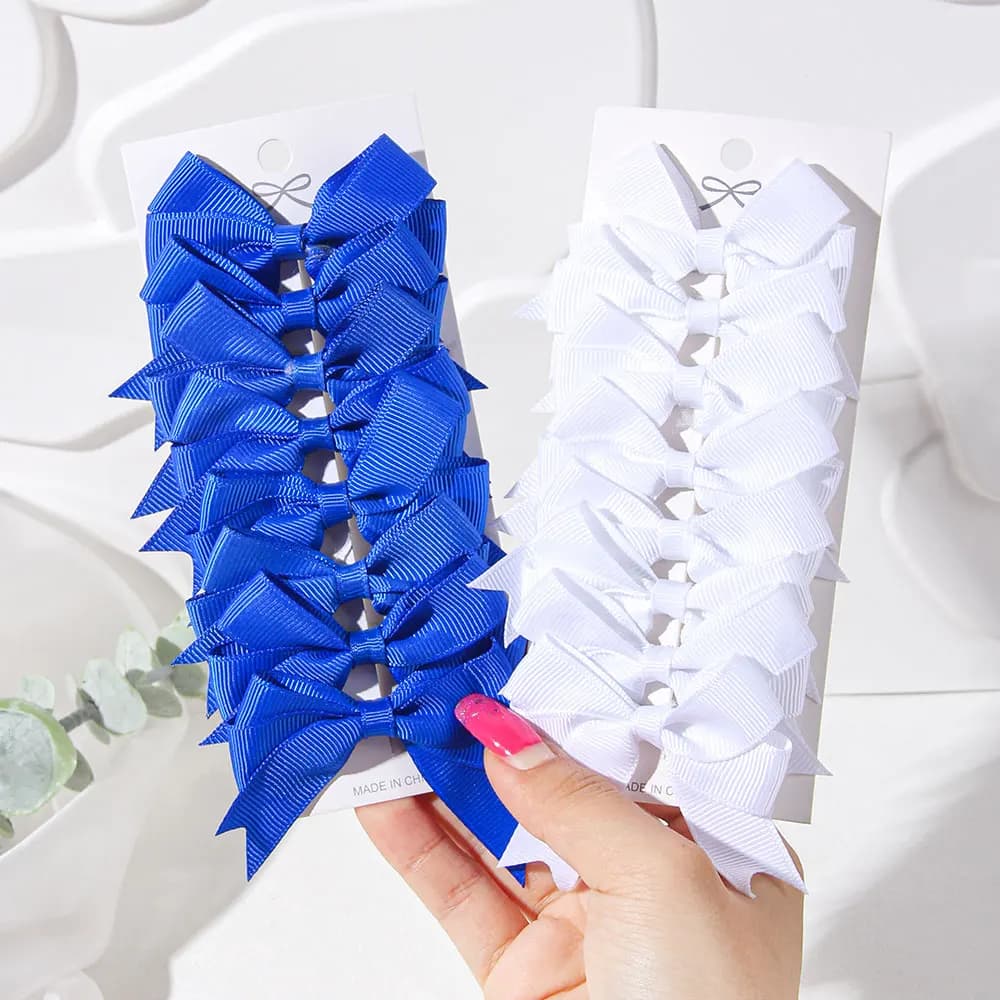 2/4/6PCS Blu Bianco Arco Del Nastro Della Ragazza Clip di Capelli Carino Alla Moda Solido Hairgripe Boutique Accessori Per Capelli Del Bambino Arco All'ingrosso regalo