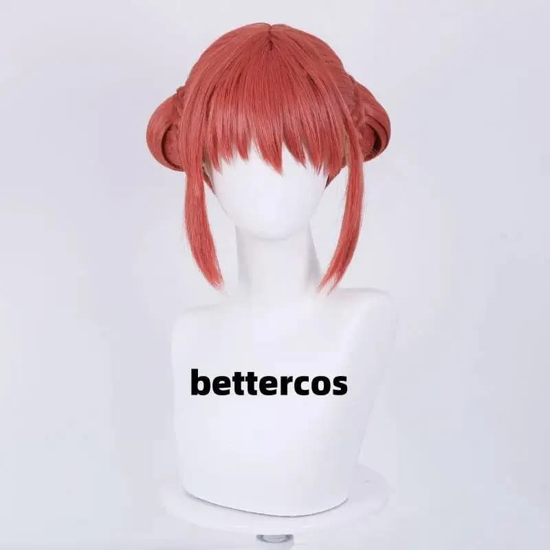 Gintama Kagura Parrucca Corta Parrucche Arancione Resistente Al Calore Sintetico Intrecciato Chignon Panino Copricapo Cosplay Propx;3,v'6.f;9,