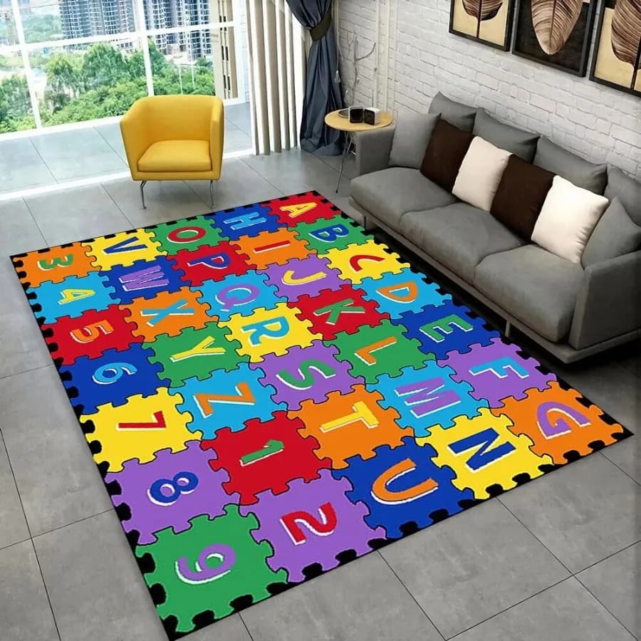 Educational Mat with Alphabet ABC Cartoon Cartoon Carpet for Children's Play Room or Bedroom Anti-slip Carpet Living Room Decoration for Early Learning
