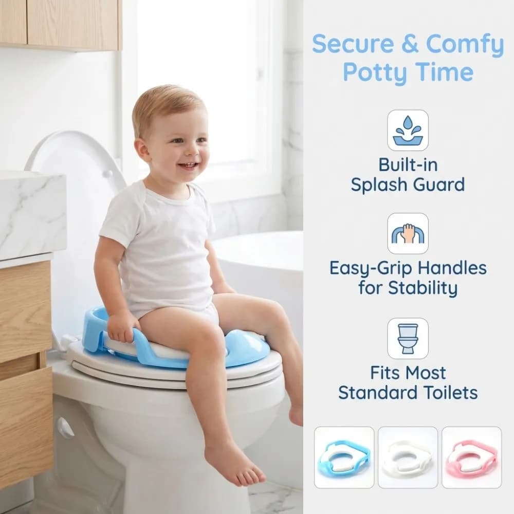 Portable Soft Cushion Kids Toilet Seat Non-Slip Easy Clean Baby Toilet Seat Ergonomic Handles Children Urinal Cushion Indoor Use