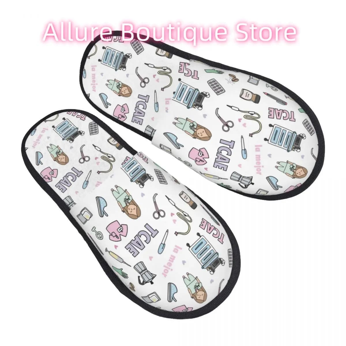 Cartoon Doctor Nurse Enfermera En Apuros Pantofole da casa Morbide e calde memory foam Soffici pantofole Scarpe da esterno per interni da donna personalizzate