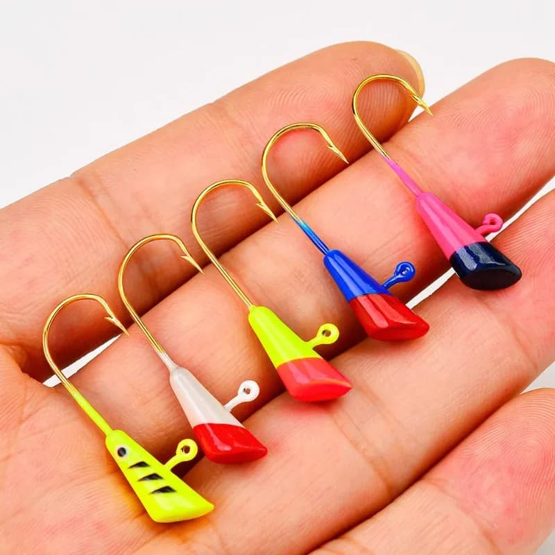 5 Pezzi 3,4 cm 2,9 g Ami da Pesca con Teste Jig Dipinte per Shad Dart, Esche per Crappie, Panfish, Bass, Accessori da Pesca