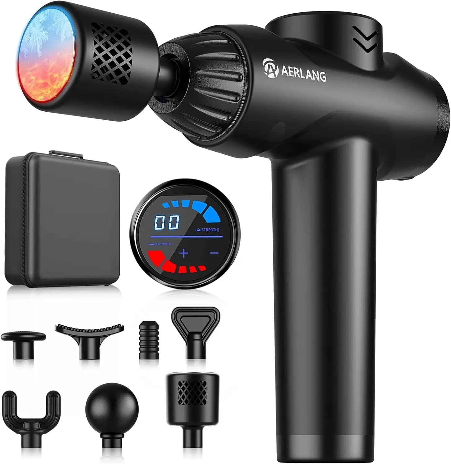 Hot and cold deep tissue massage gun with 7 heads, silent percussion for pain relief, perfect birthday present