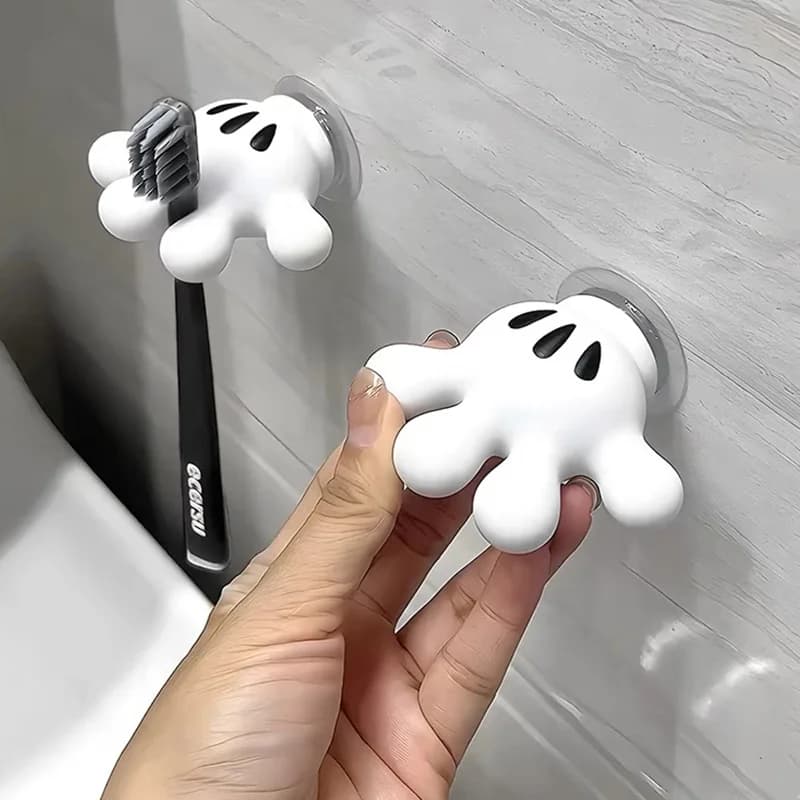 Porta Spazzolino Mickey Palm, Gancio Multifunzione a Ventosa per Asciugamani da Bagno, Gancio Senza Tracce, Avvolgicavo
