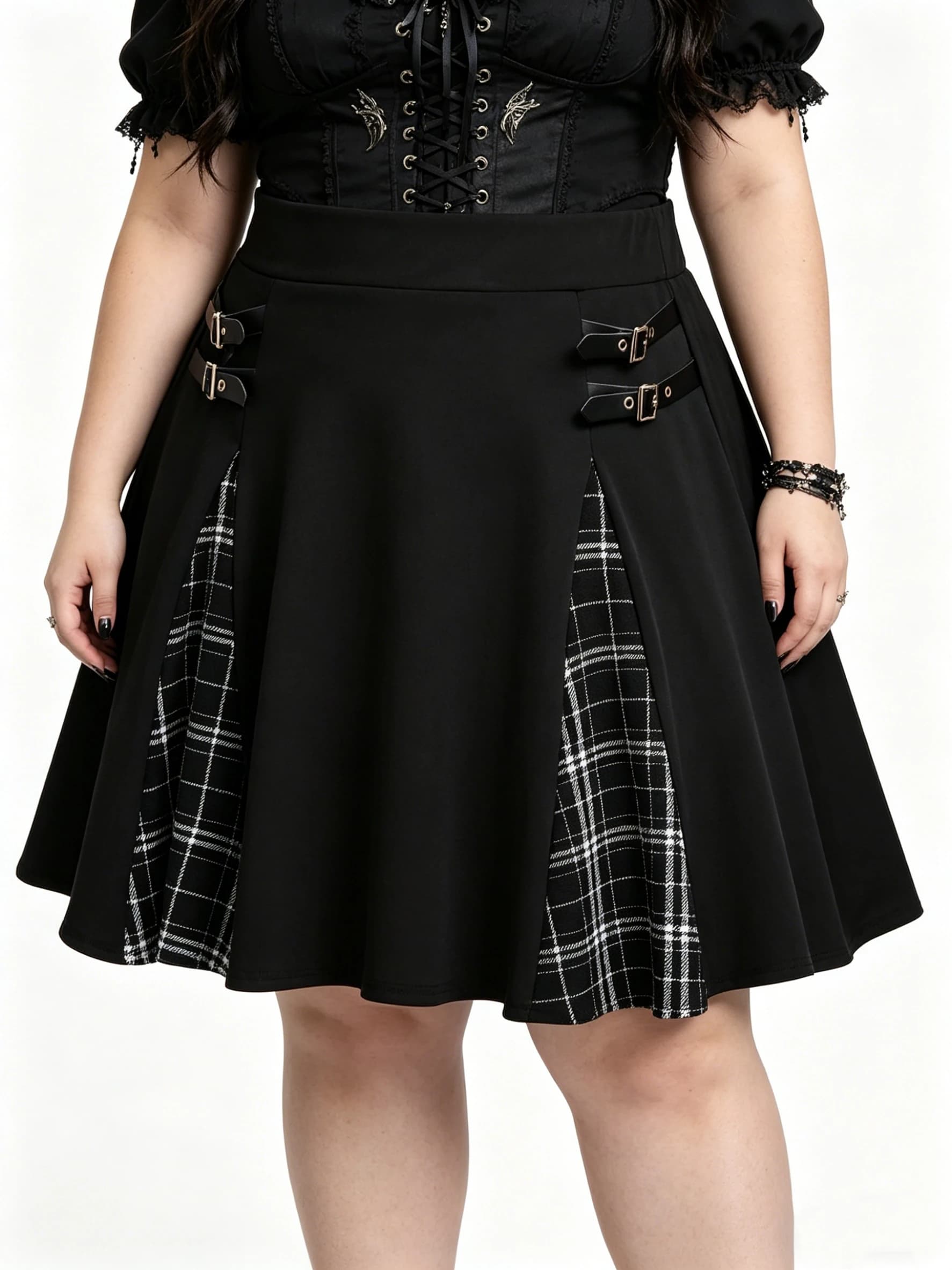 plus Size Gothic Mini Skirt High Waist Short A-Line Skirt for Women Dark Romantic Style Miniature Fashion
