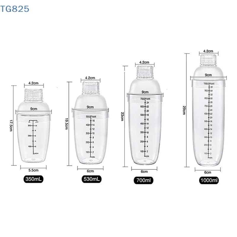 【AN】【AN】Plastic Cocktail Shaker Hand Shaker Cup with Scales 350ml/530ml/700ml/1000ml Milk Tea Wine Drink Shaker Mixer Bar Tool