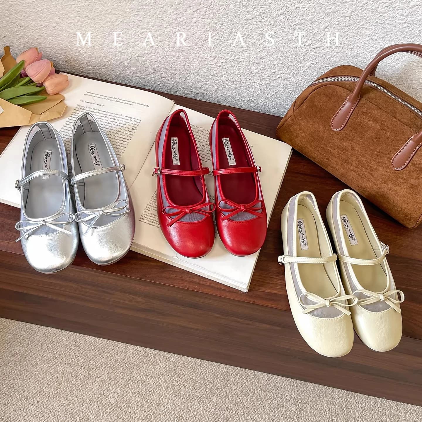 Scarpe da Donna Ballerine con Punta Tonda e Fiocco, Slip-on Mary Jane, Mocassini Casual da Donna 2026