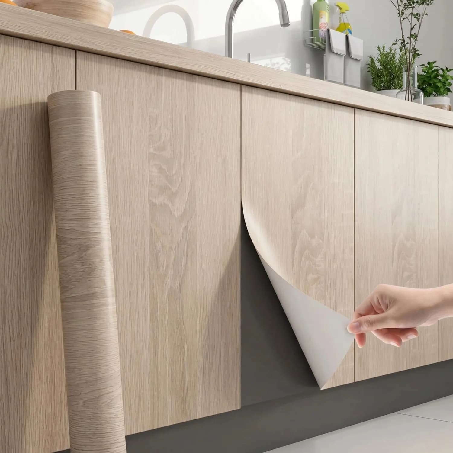 5 Meters Waterproof Wood Grain Sticker Wardrobe Cabinet Desktop Door Furniture Renovation Stickers Adhesive Wallpaper Roll