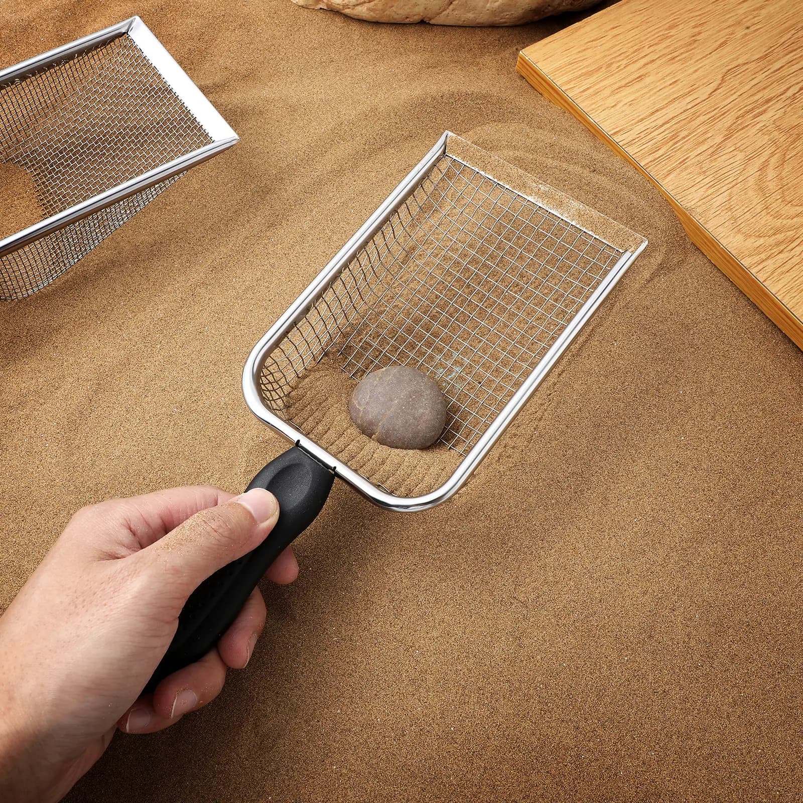 2Pcs Cat Litter Scoop Metal Stainless Steel Mesh Double Size Efficient Sifter Ergonomic Handle Litter Box Cleaner Tool