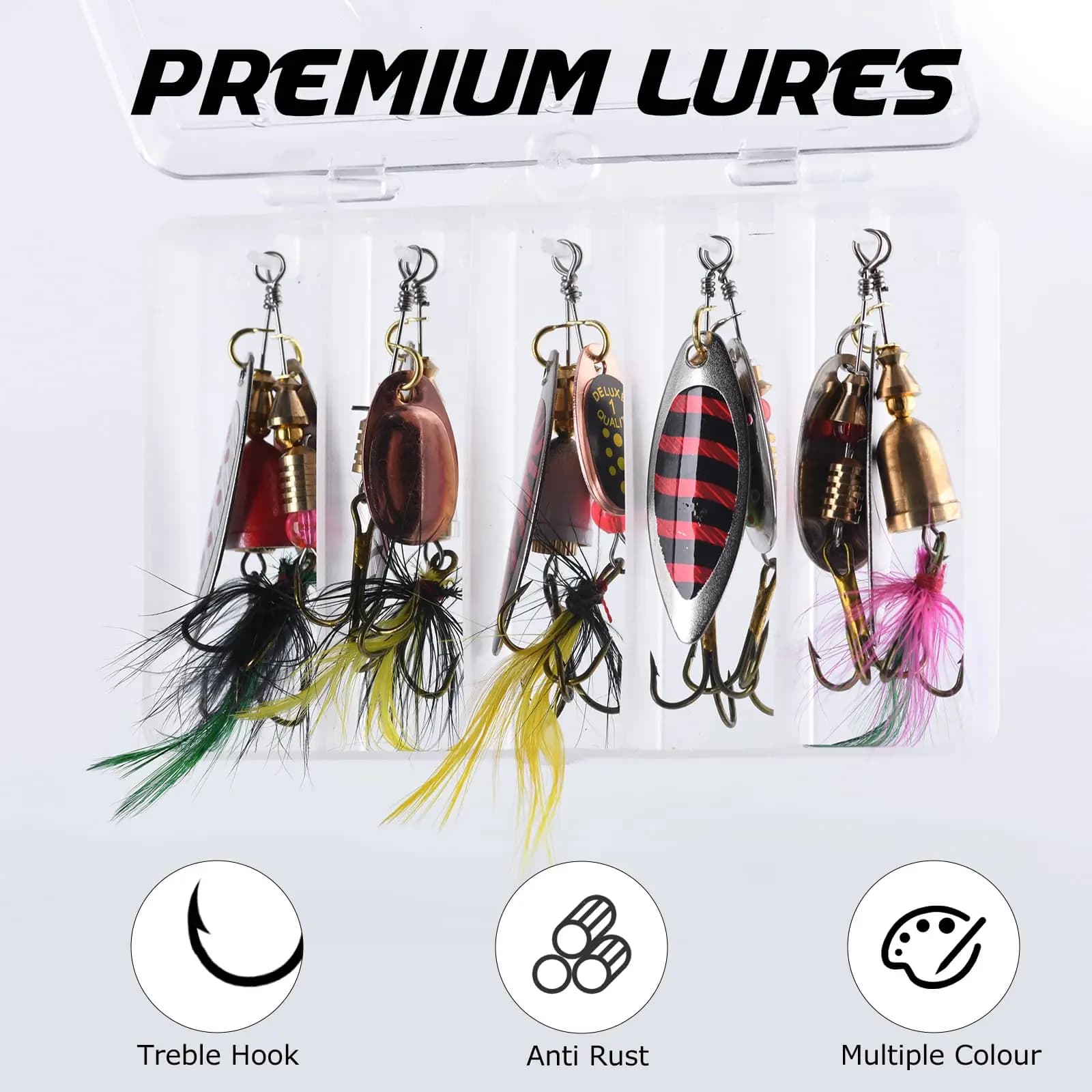 Goture 8/10pcs/box Spinning Lures Spoon Fishing Set Artificial Bait Spinner Freshwater Saltwater Fishing Tackle Accessories