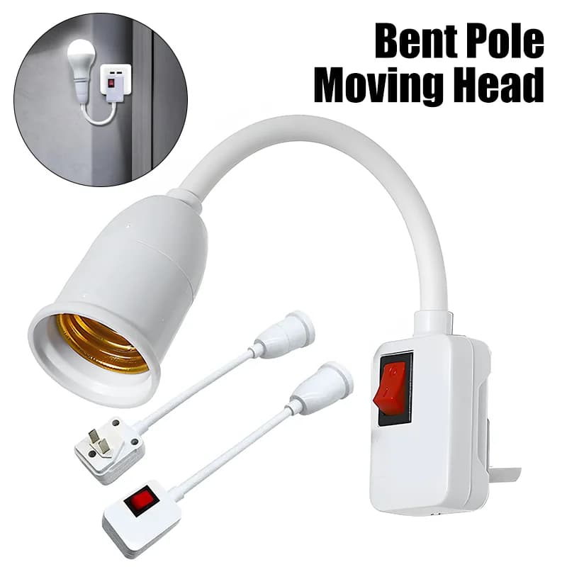 E27 Direct Plug in Swivel Head E27 Socket Bulb Holder with Switch EU Plug LED Table Lamp Stainless Steel Hose Steering Lever